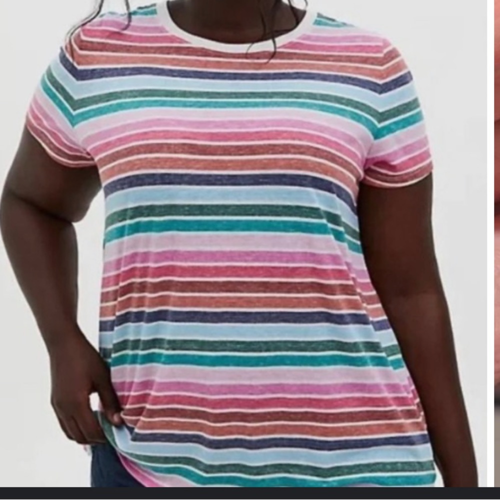 Torrid Vintage Triblend Pink & Green Crew Neck Short Sleeve Tee